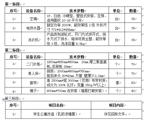 澳门新葡官网8883双怡校区留学生宿舍配套设施采购及学生公寓改造项目招标公告