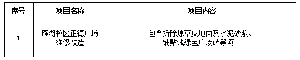 澳门新葡官网8883雁湖校区正德广场维修改造项目二次招标公告